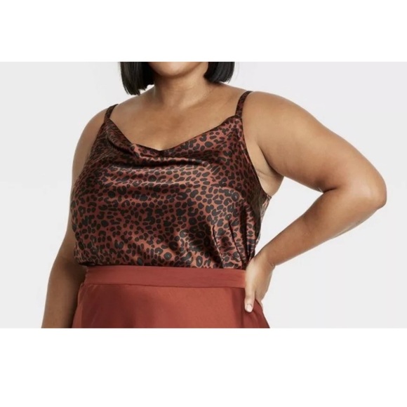 NWT Ava &‎ Viv Women's 1x Animal Print Satin Tank Top - Picture 1 of 8